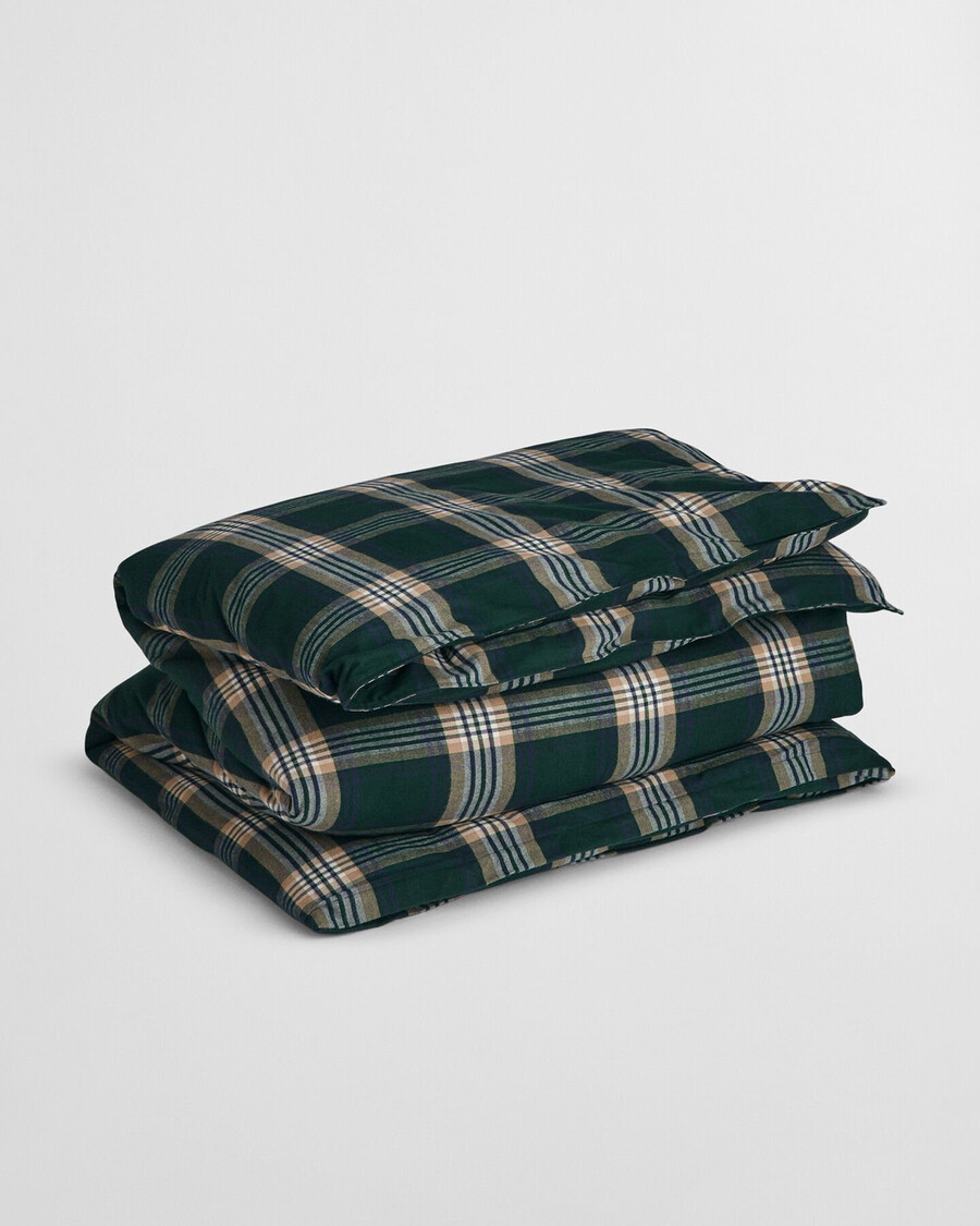 piumino matrimoniale in flanella per le vacanze - verde tartan