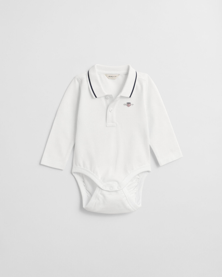 body a maniche lunghe in piqué baby shield - bianco