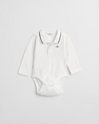 body a maniche lunghe in piqué baby shield - bianco