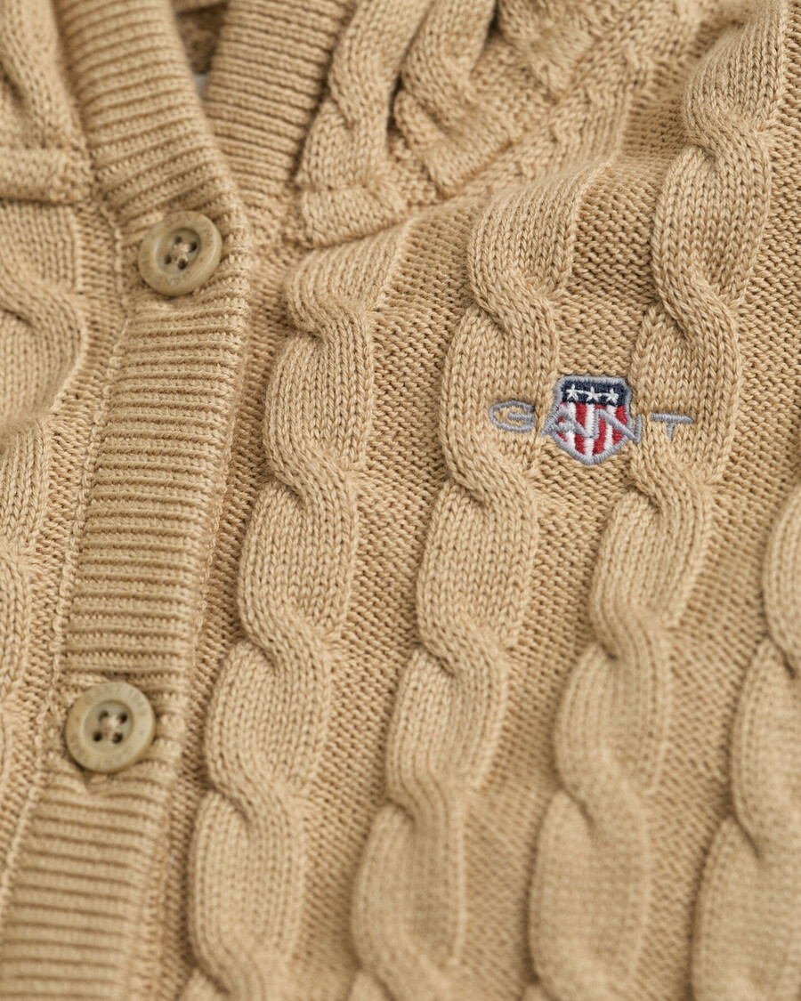 cardigan in maglia di cotone a trecce per neonati - cachi scuro