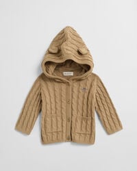 cardigan in maglia di cotone a trecce per neonati - cachi scuro