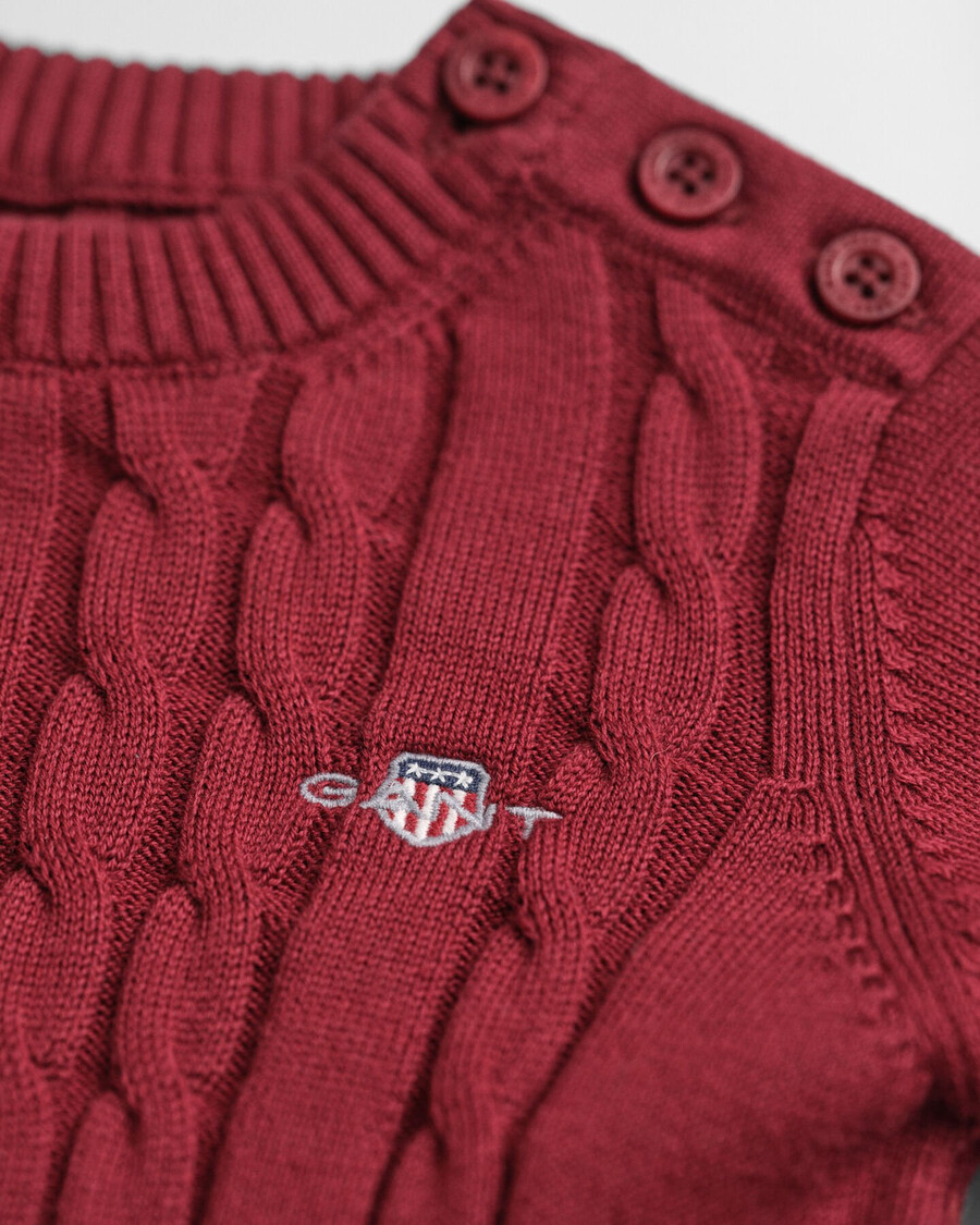 vestito in maglia di cotone a trecce per bambine - rosso acceso