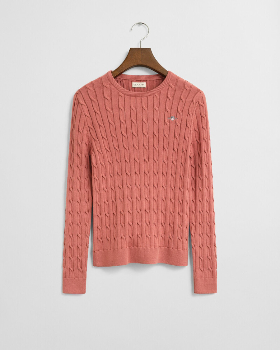 maglione girocollo in maglia di cotone elasticizzato per ragazze adolescenti - mattone sbiadito