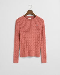 maglione girocollo in maglia di cotone elasticizzato per ragazze adolescenti - mattone sbiadito