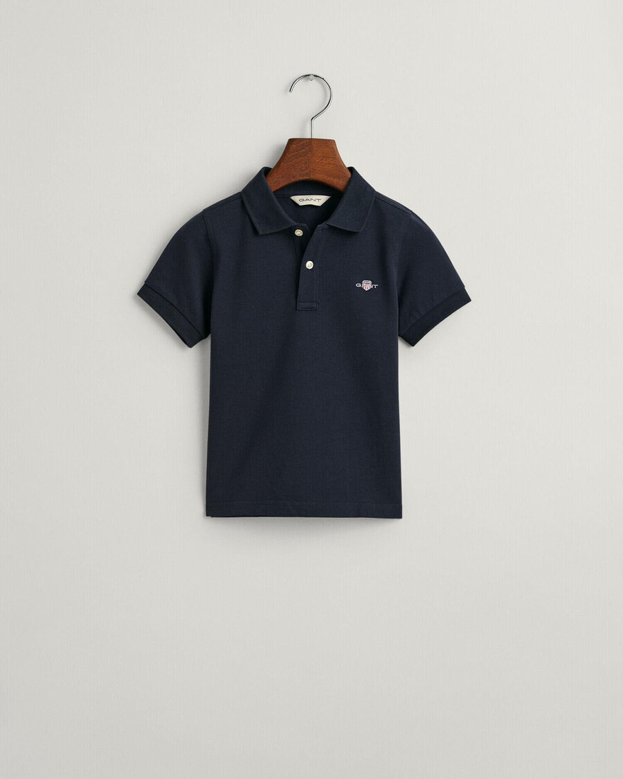 polo in piqué shield per bambini - blu sera