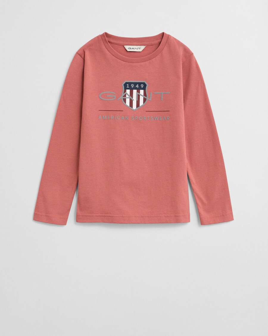 maglietta a maniche lunghe kids archive shield - mattone sbiadito