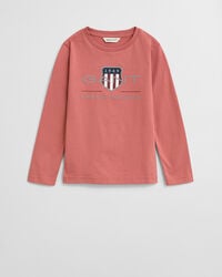 maglietta a maniche lunghe kids archive shield - mattone sbiadito