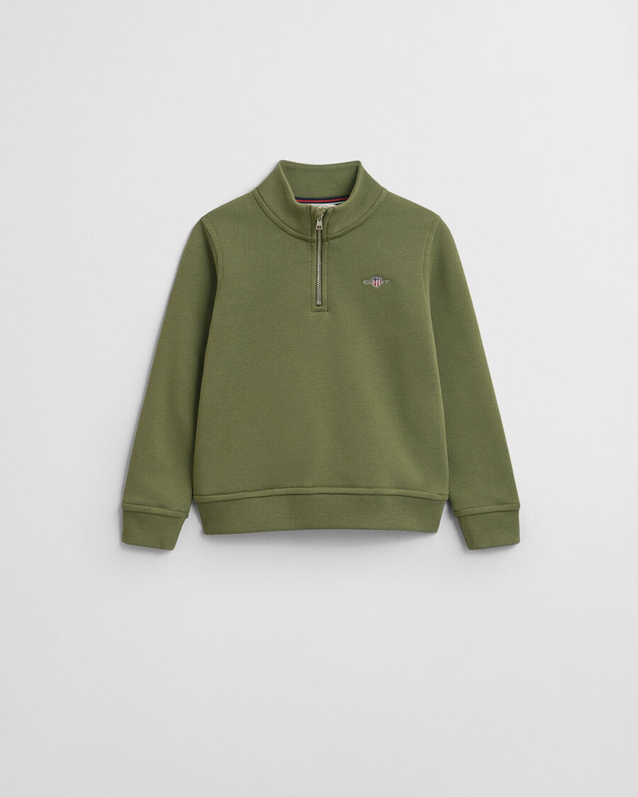felpa con mezza zip kids shield - verde oliva