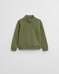 felpa con mezza zip kids shield - verde oliva