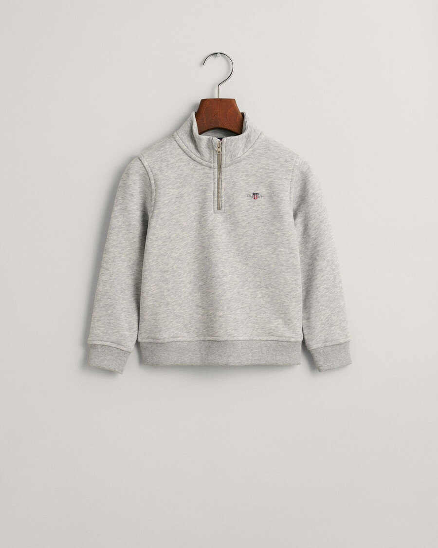 felpa con mezza zip kids shield - grigio chiaro melange