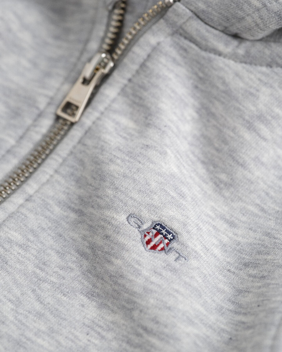 felpa con cappuccio e zip kids shield - grigio chiaro melange