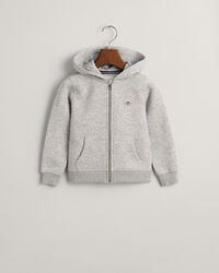 felpa con cappuccio e zip kids shield - grigio chiaro melange