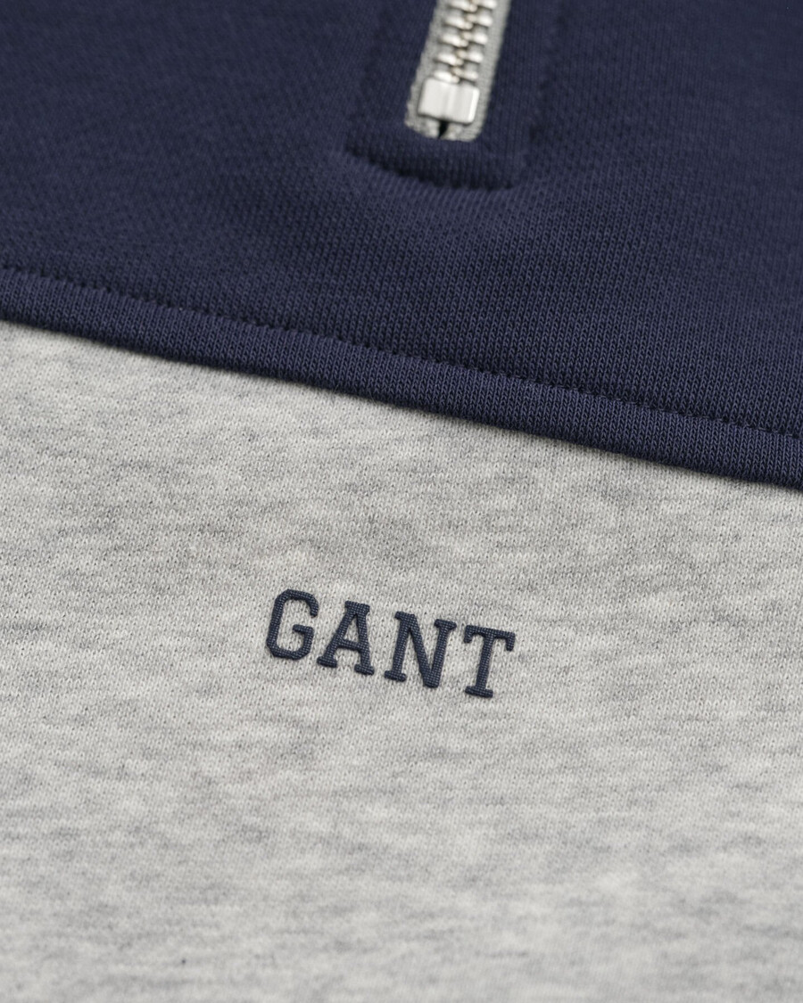 felpa con mezza zip color block per bambini - grigio chiaro melange