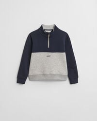 felpa con mezza zip color block per bambini - grigio chiaro melange