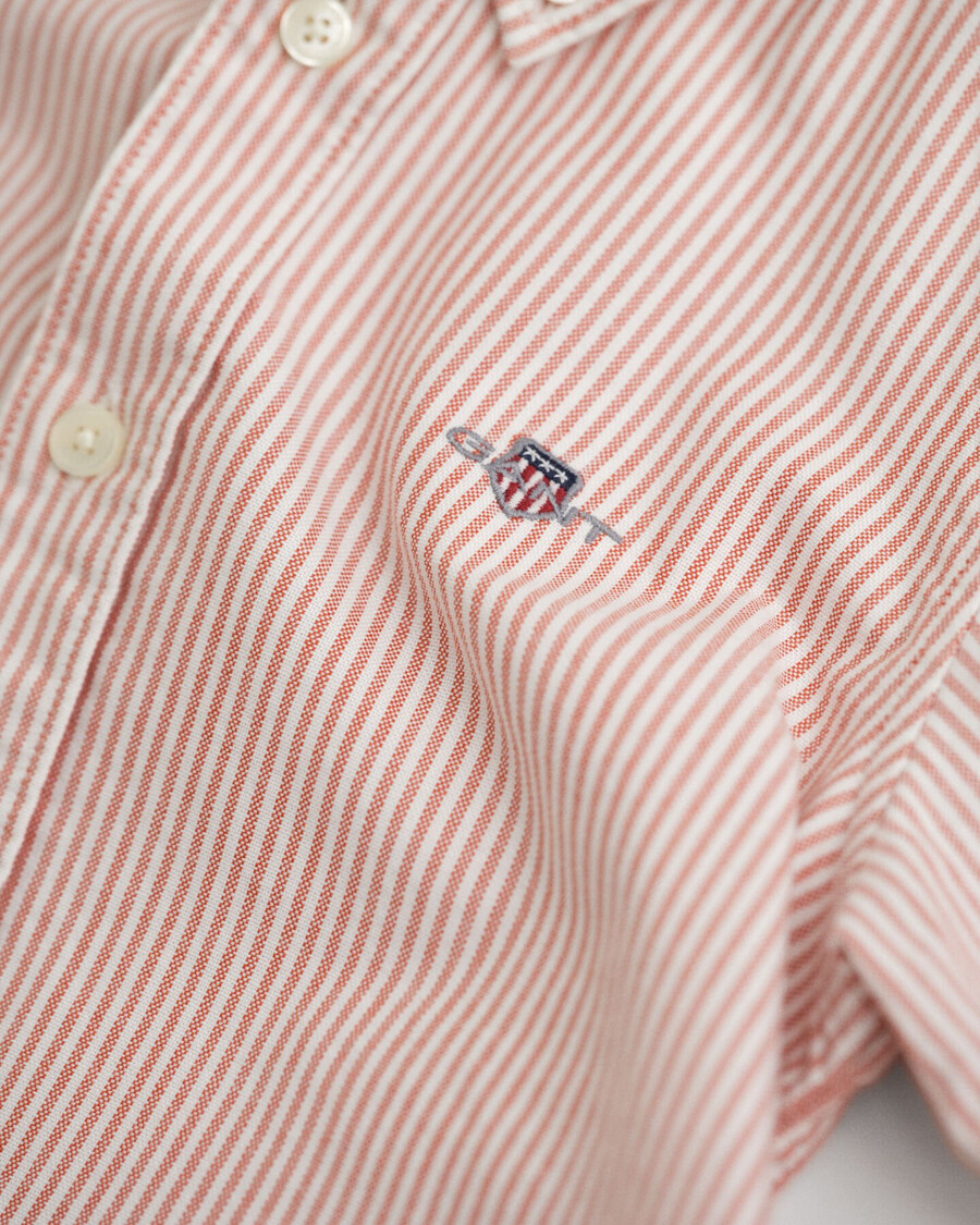 camicia oxford a righe per bambini - arancione intenso