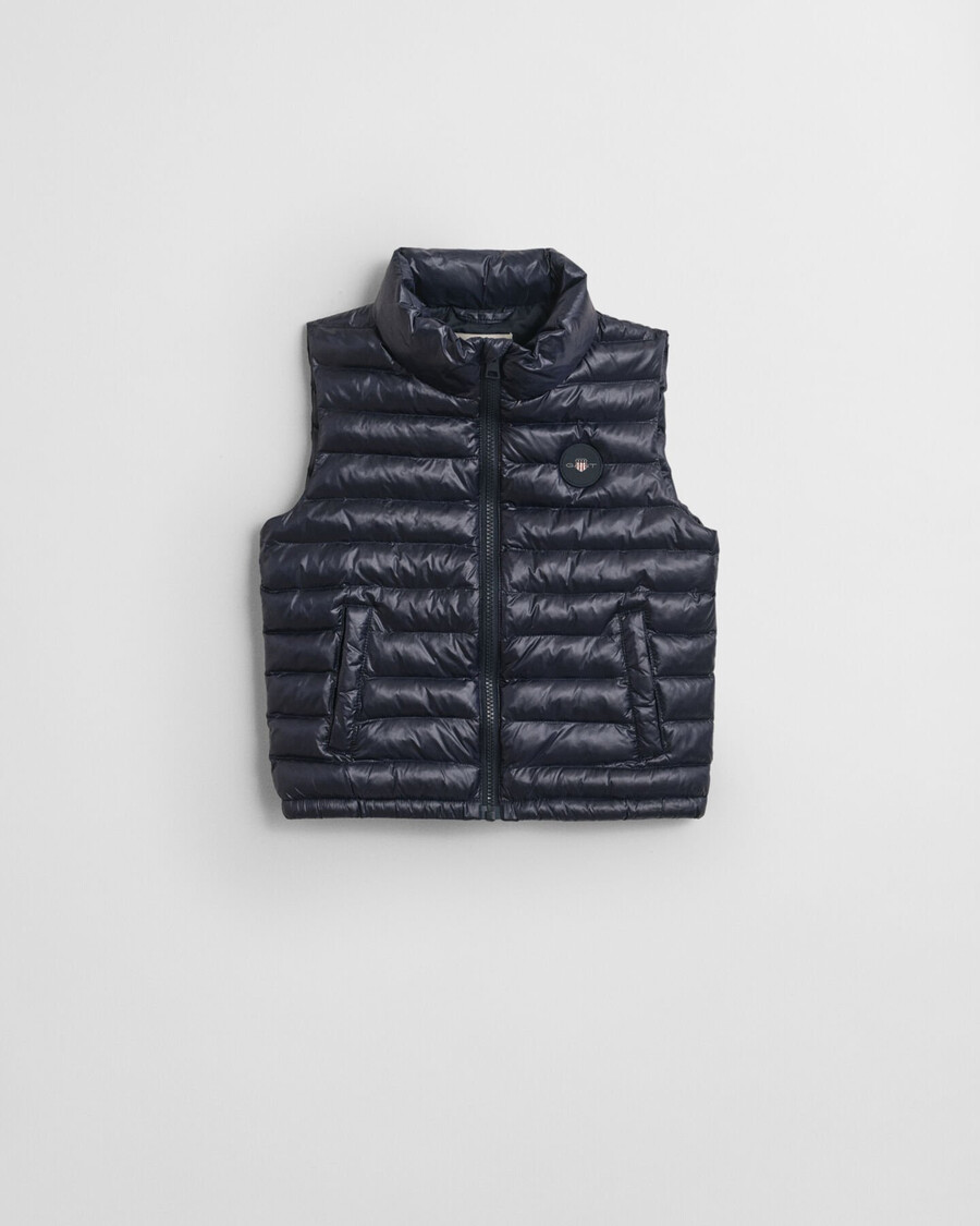 gilet imbottito leggero e lucido per bambini - blu sera