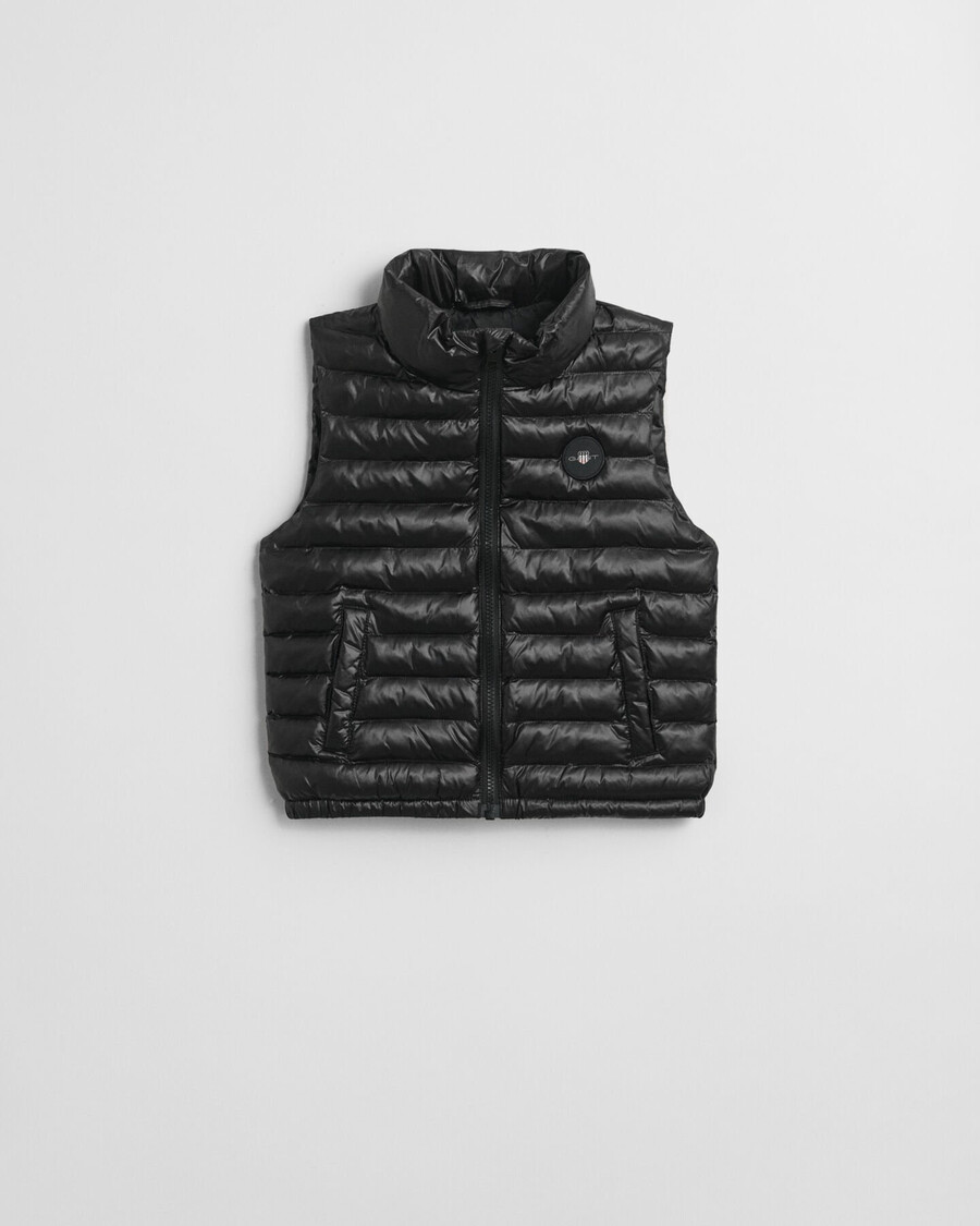 gilet imbottito leggero e lucido per bambini - nero