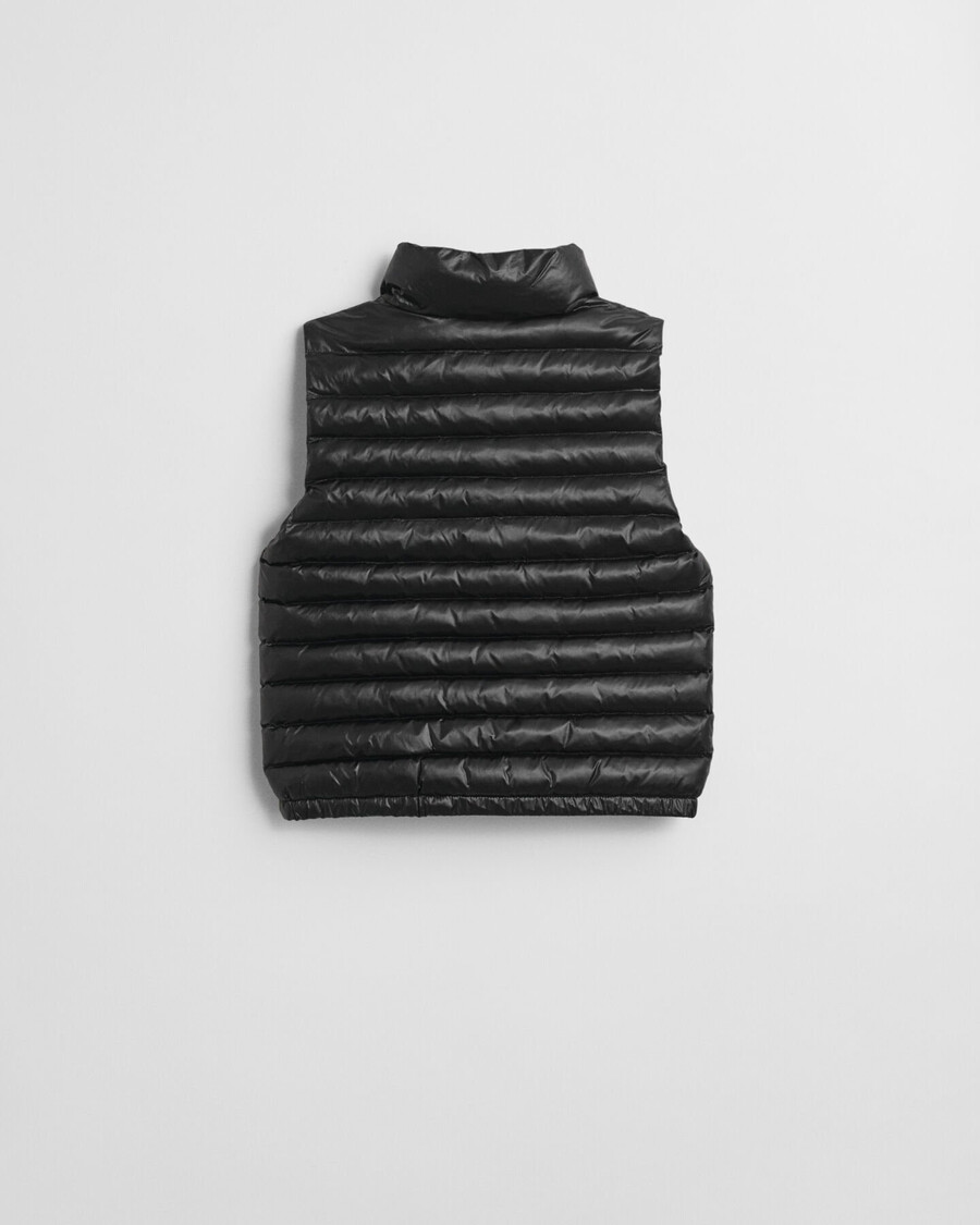 gilet imbottito leggero e lucido per bambini - nero
