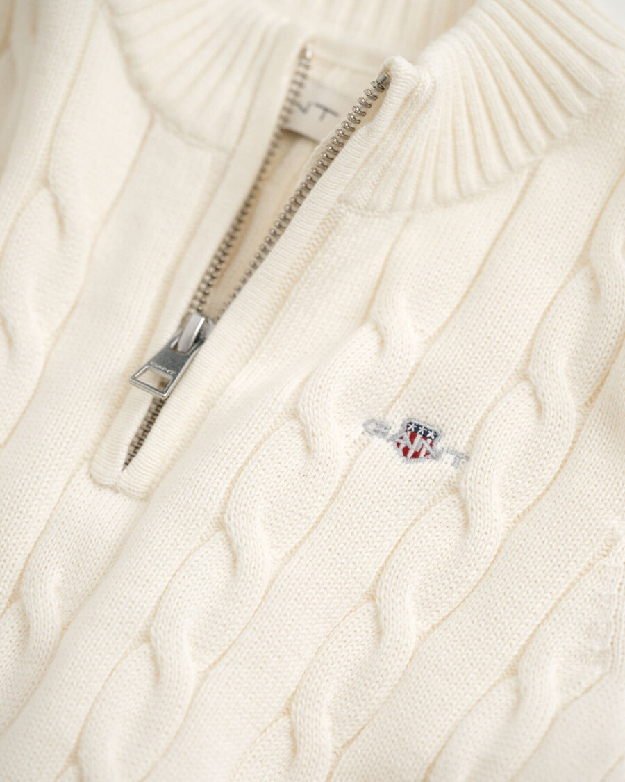 maglione per bambini in cotone con mezza zip - crema