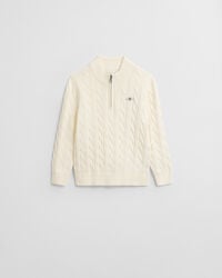 maglione per bambini in cotone con mezza zip - crema