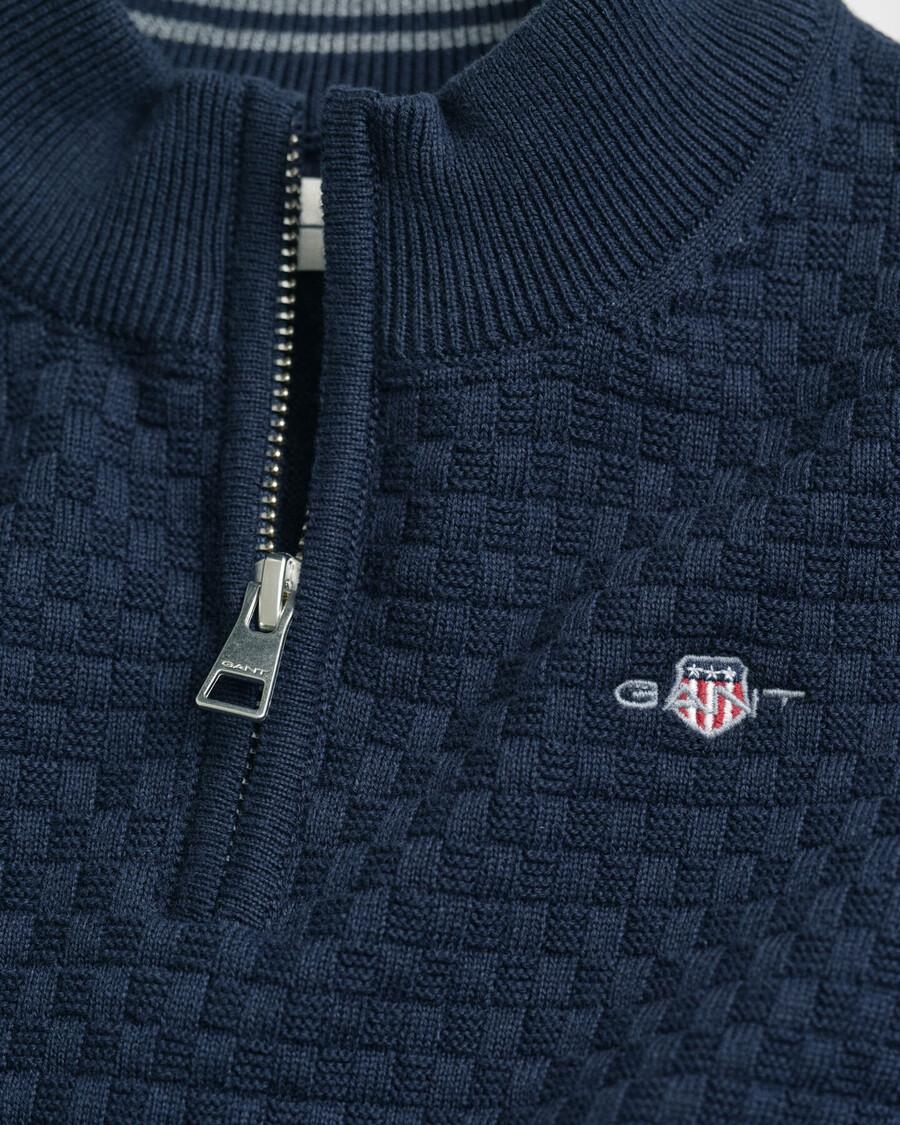maglione con mezza zip micro testurizzata per bambini - blu sera