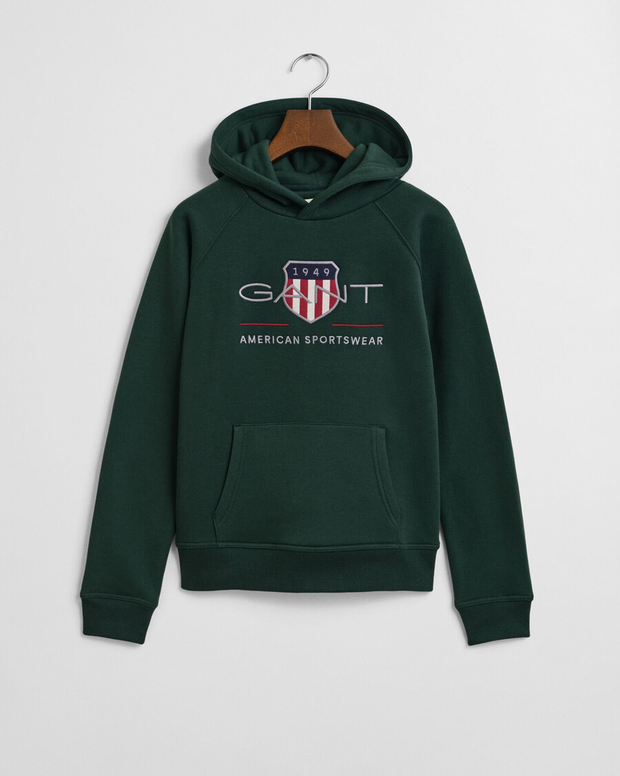 felpa con cappuccio teens archive shield - verde tartan