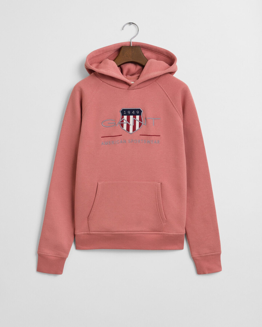 felpa con cappuccio teens archive shield - faded brick