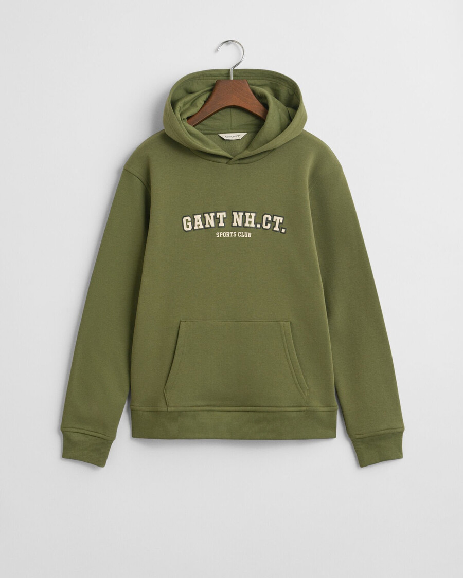 felpa con cappuccio grafica per adolescenti - verde oliva