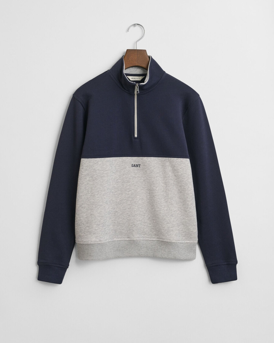 felpa con mezza zip bloccata per adolescenti - grigio chiaro melange