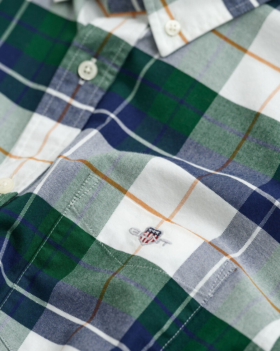 camicia oxford a quadri per adolescenti - verde foresta