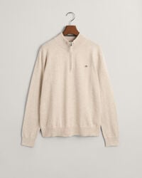 maglione con mezza zip in cotone teens shield - beige chiaro melange