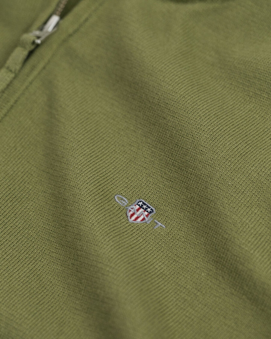 maglione con mezza zip in cotone teens shield - verde oliva