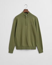 maglione con mezza zip in cotone teens shield - verde oliva