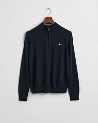 maglione con mezza zip in cotone teens shield - blu sera