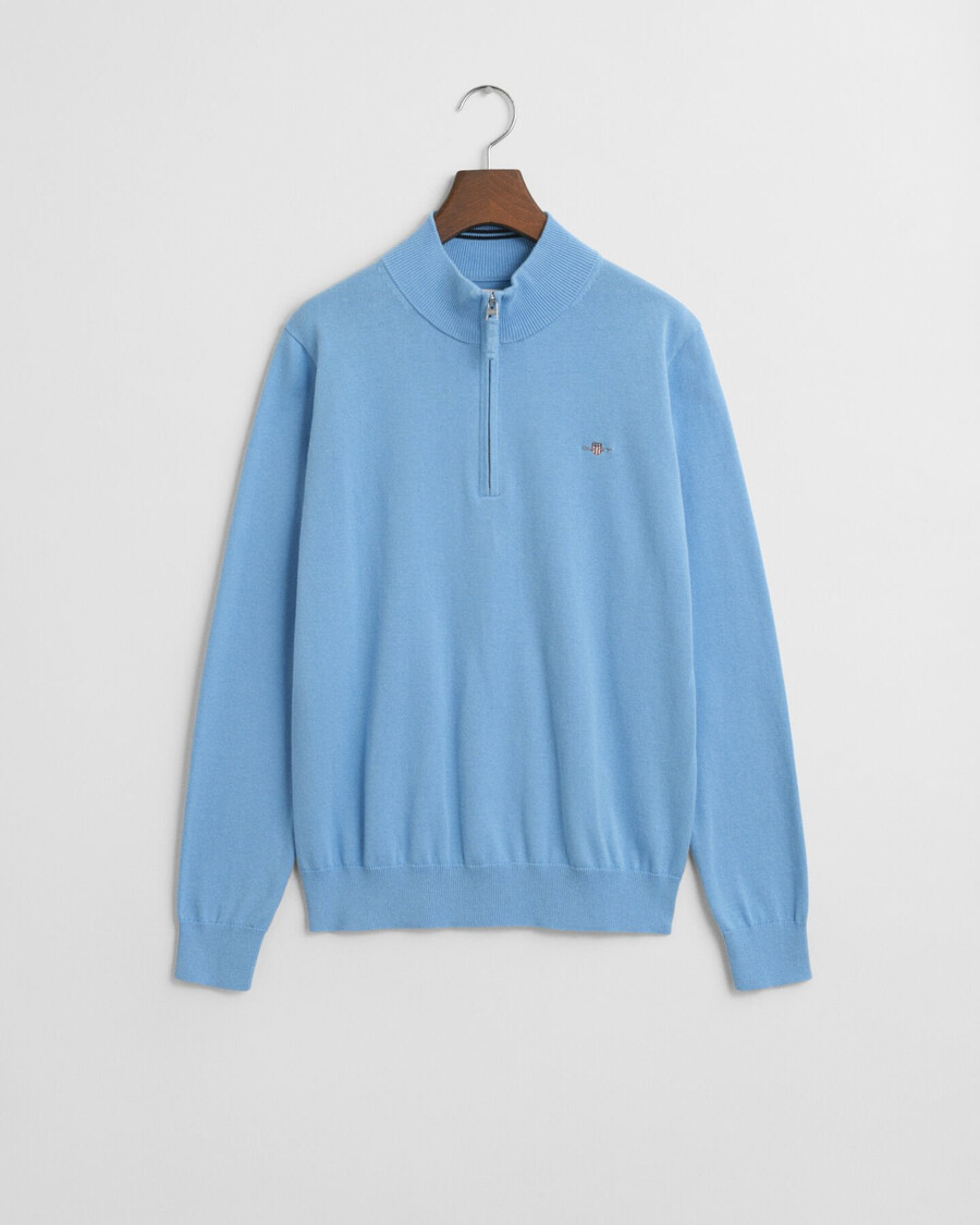 maglione con mezza zip in cotone teens shield - dream blue