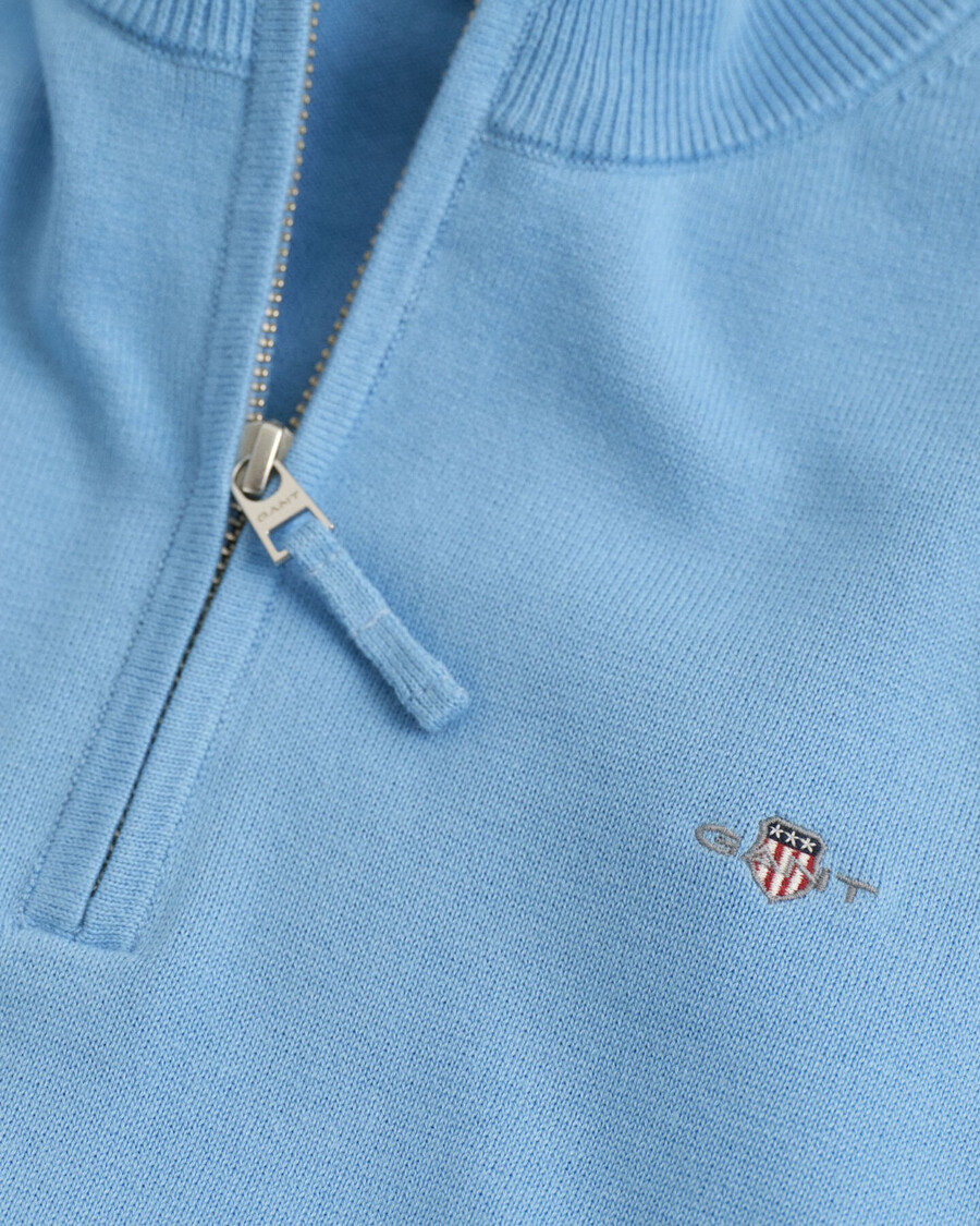 maglione con mezza zip in cotone teens shield - dream blue