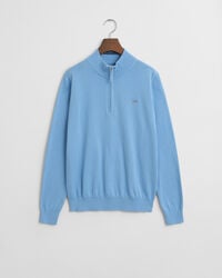 maglione con mezza zip in cotone teens shield - dream blue