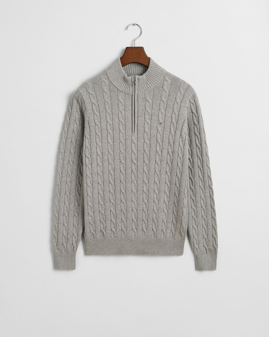 maglione in maglia di cotone a trecce per adolescenti - grigio melange