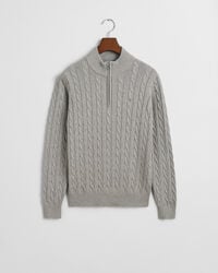 maglione in maglia di cotone a trecce per adolescenti - grigio melange