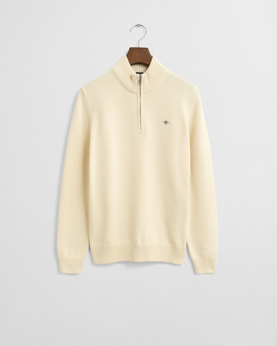 maglione casual in cotone con mezza zip per adolescenti - crema