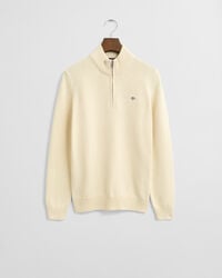 maglione casual in cotone con mezza zip per adolescenti - crema