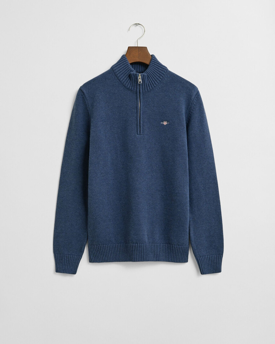 maglione casual in cotone con mezza cerniera per adolescenti - dk jeansblue melange