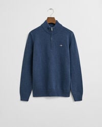 maglione casual in cotone con mezza cerniera per adolescenti - dk jeansblue melange