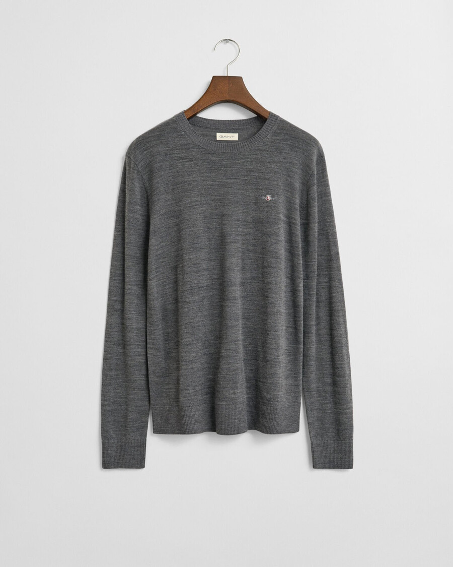 maglione girocollo in lana merino extra fine per adolescenti - melange antracite