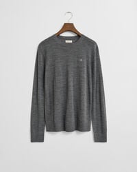 maglione girocollo in lana merino extra fine per adolescenti - melange antracite