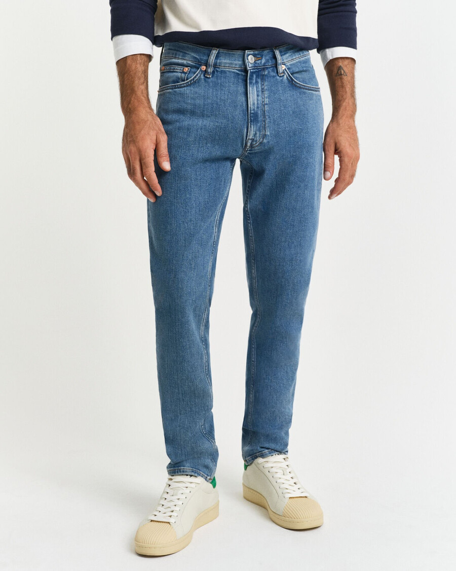 jeans slim fit con lavaggio pulito - blu medio consumato