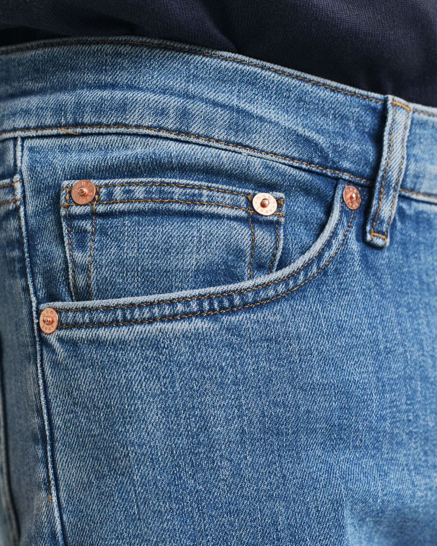 jeans slim fit con lavaggio pulito - blu medio consumato
