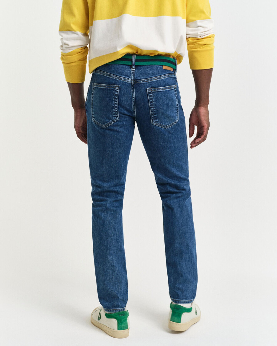 jeans slim fit con lavaggio pulito - blu medio vintage