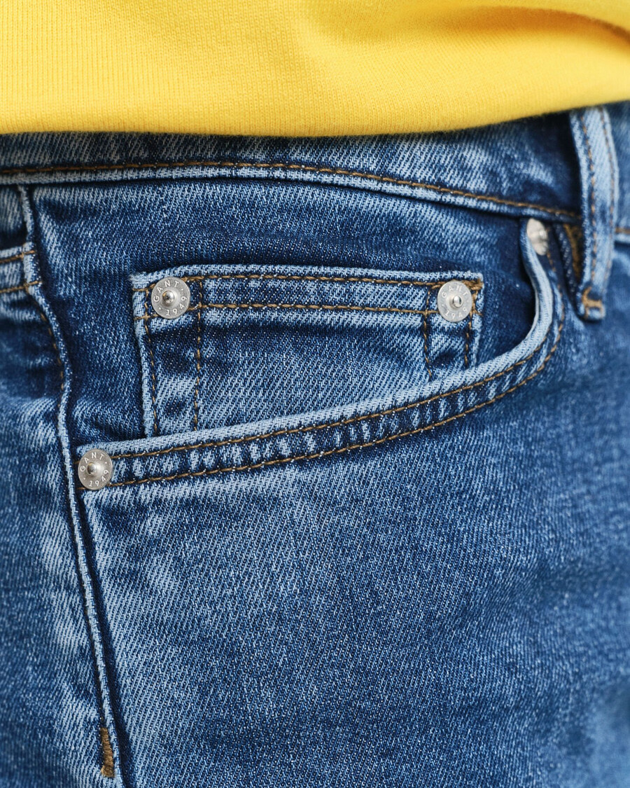jeans slim fit con lavaggio pulito - blu medio vintage