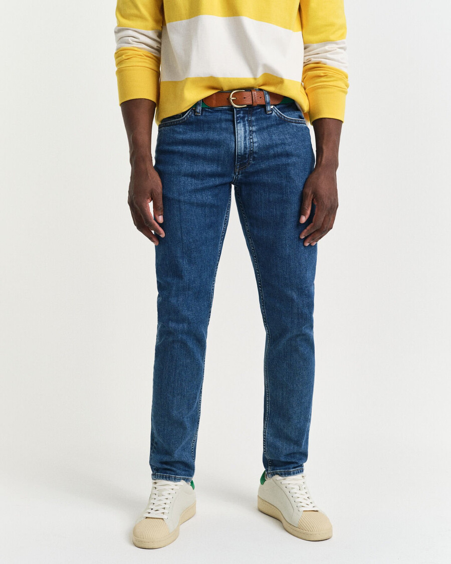 jeans slim fit con lavaggio pulito - blu medio vintage